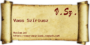 Vass Szíriusz névjegykártya